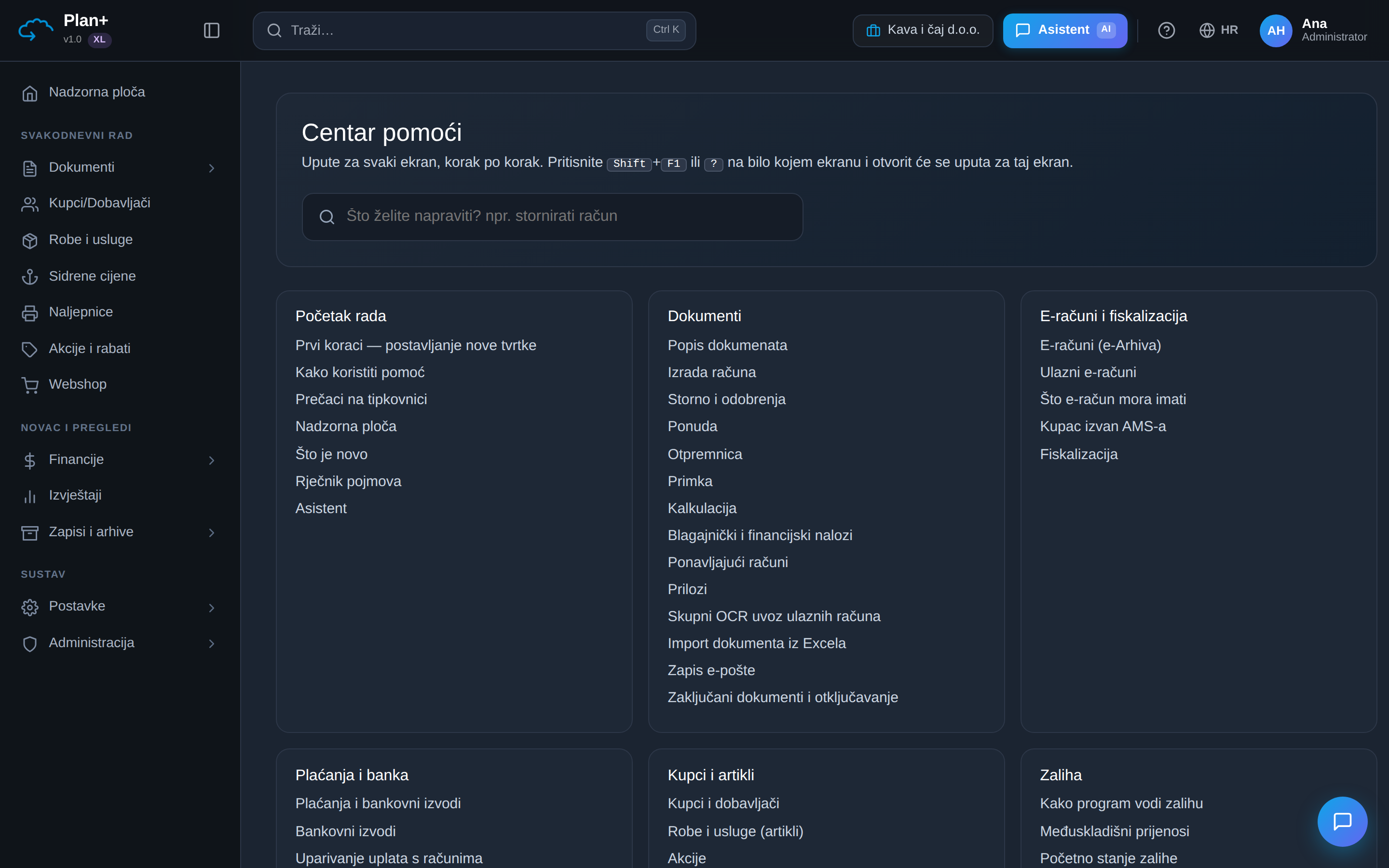 PlanPlus: Centar pomoći