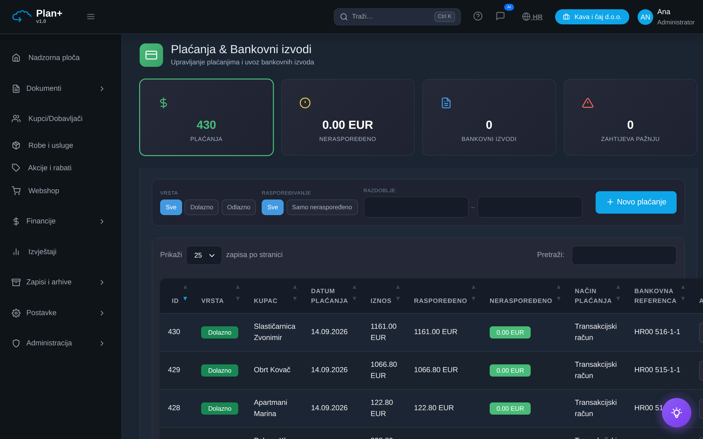 PlanPlus: Plaćanja