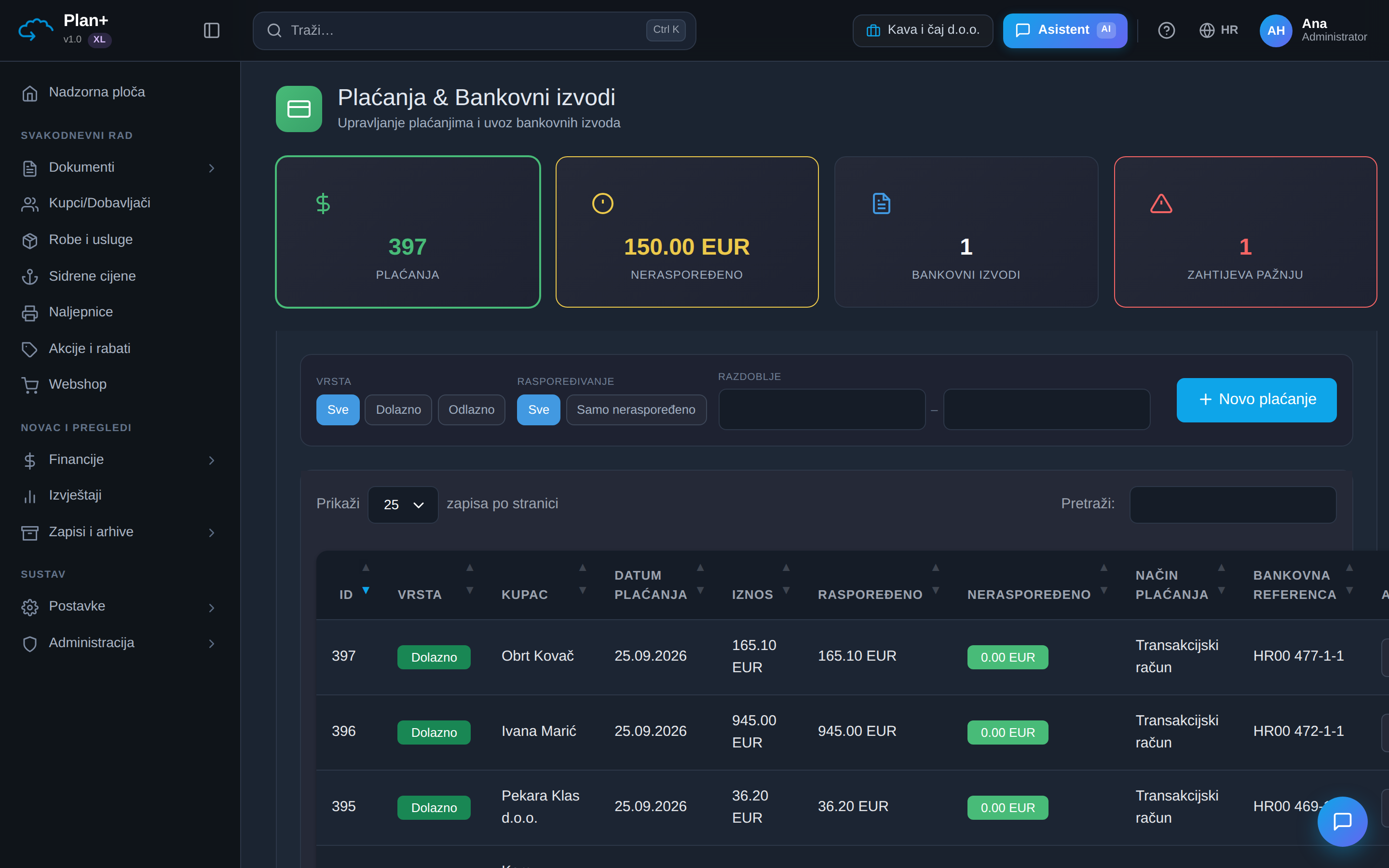 PlanPlus: Plaćanja