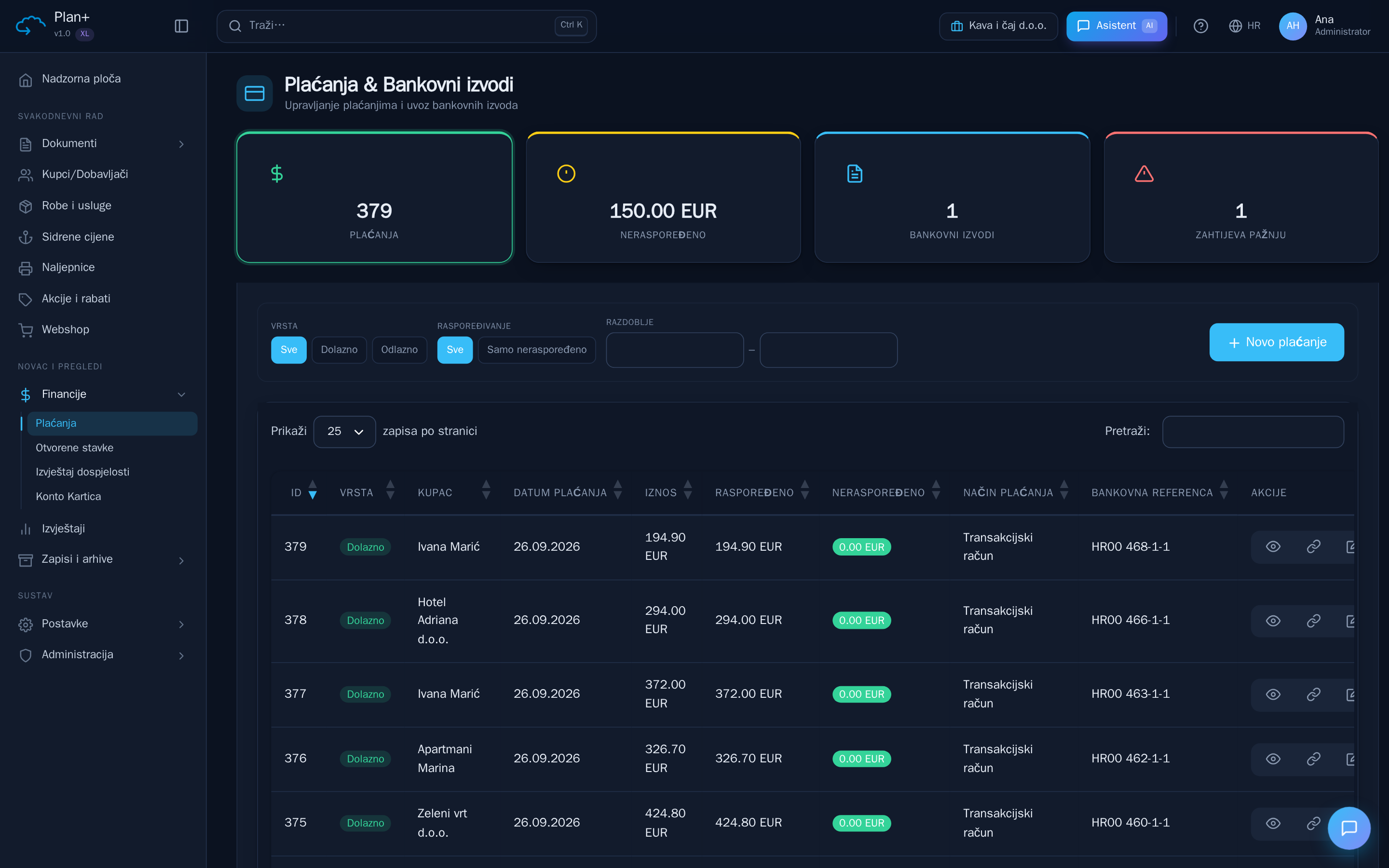 PlanPlus: Plaćanja