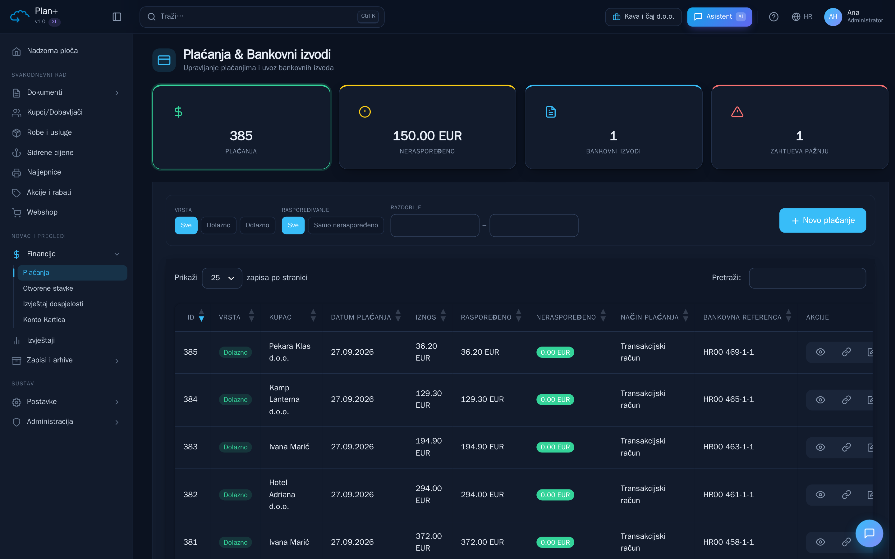 PlanPlus: Plaćanja